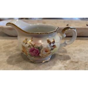 Schumann Arzberg Germany “Sunset Rose” golden crown Creamer vintage porcelain